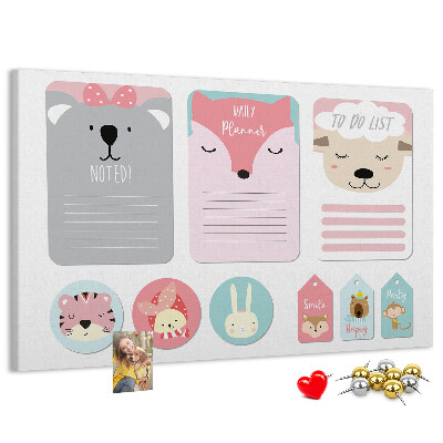 Cork memo board Happy bookmarks