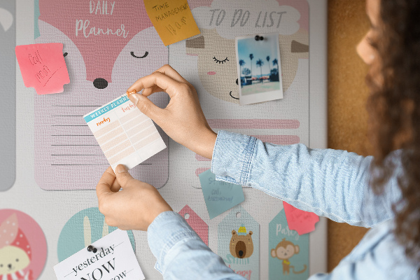 Cork memo board Happy bookmarks