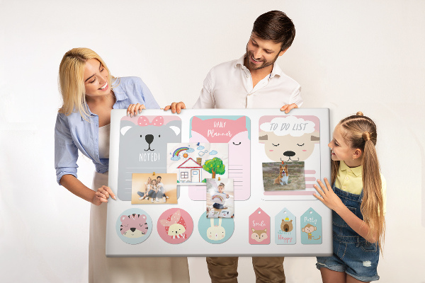 Cork memo board Happy bookmarks