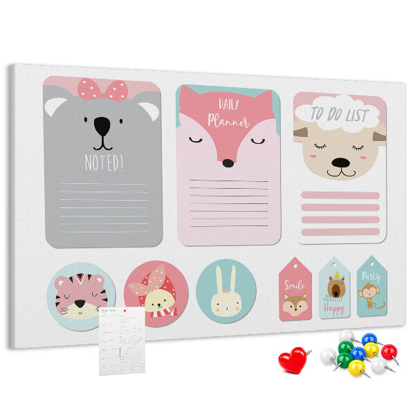 Cork memo board Happy bookmarks