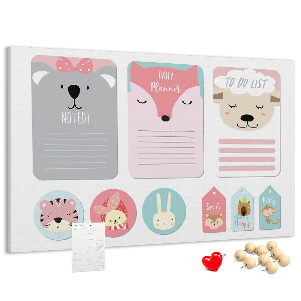 Cork memo board Happy bookmarks