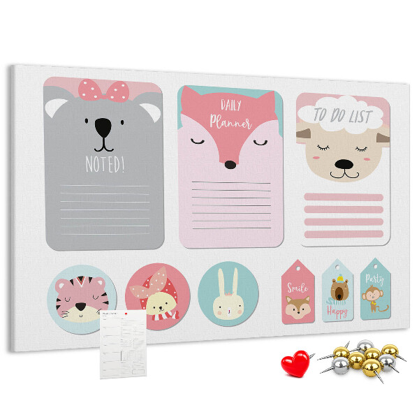 Cork memo board Happy bookmarks