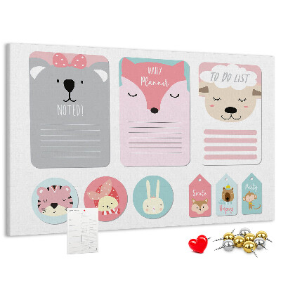 Cork memo board Happy bookmarks