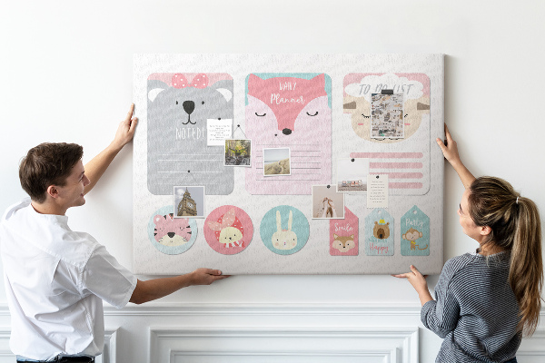 Cork memo board Happy bookmarks