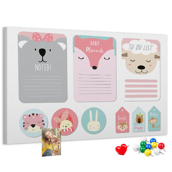 Cork memo board Happy bookmarks