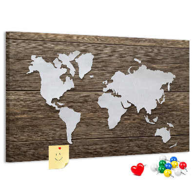Cork memo board World Map on boards