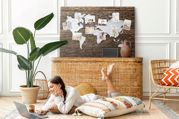 Cork memo board World Map on boards