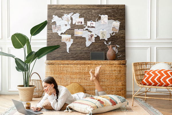 Cork memo board World Map on boards