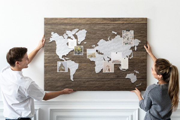 Cork memo board World Map on boards