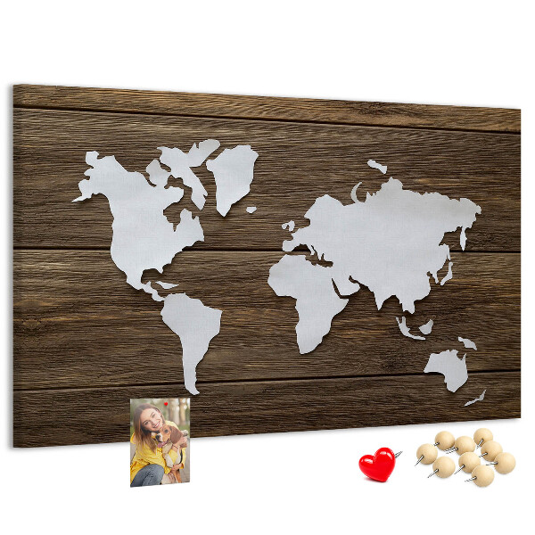 Cork memo board World Map on boards