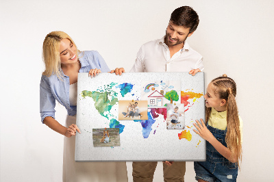 Cork board Watercolor world map
