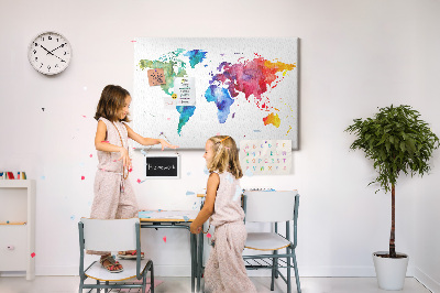 Cork board Watercolor world map