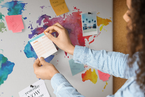Cork board Watercolor world map