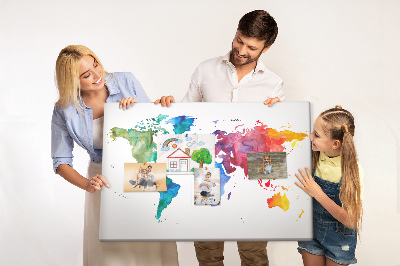 Cork board Watercolor world map