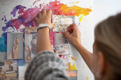 Cork board Watercolor world map