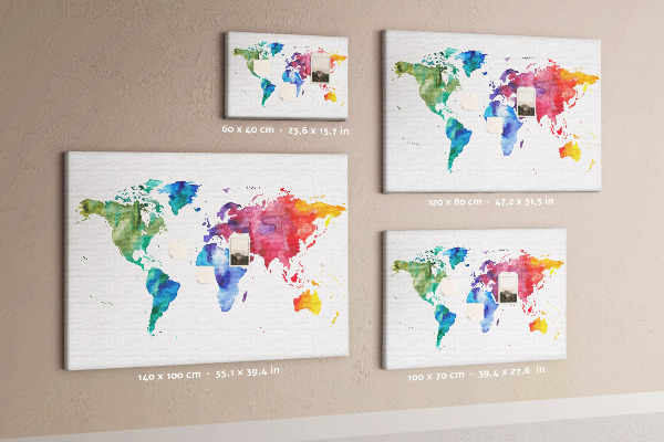 Cork board Watercolor world map