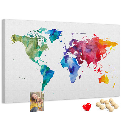 Cork board Watercolor world map