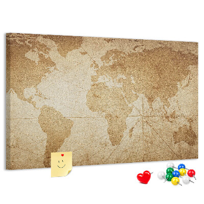 Cork board Vintage world map