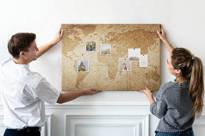 Cork board Vintage world map