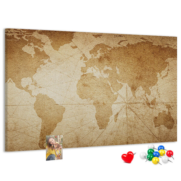 Cork board Vintage world map