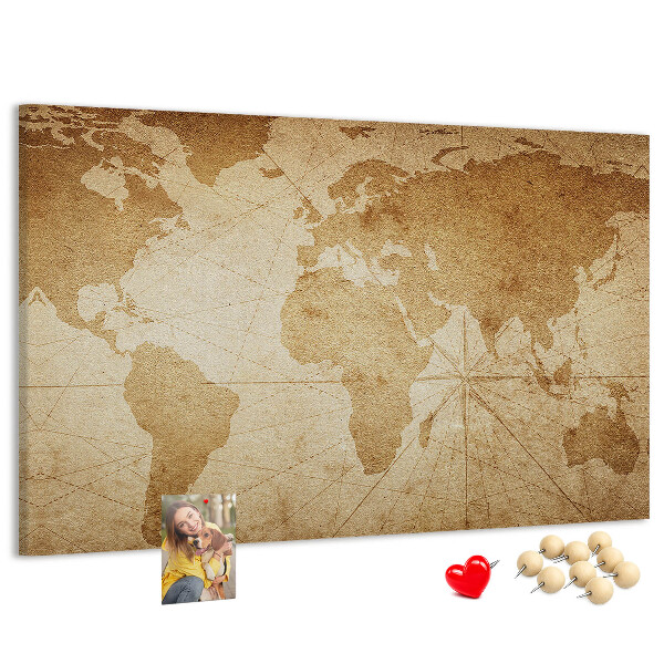 Cork board Vintage world map