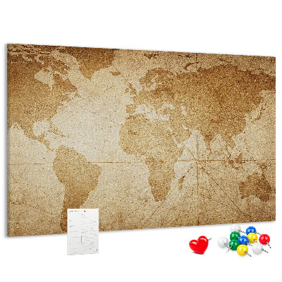 Cork board Vintage world map