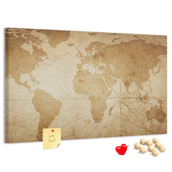 Cork board Vintage world map