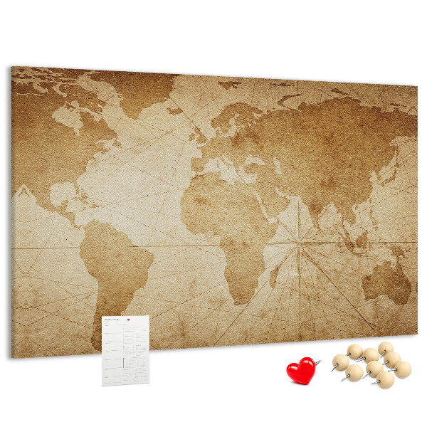 Cork board Vintage world map