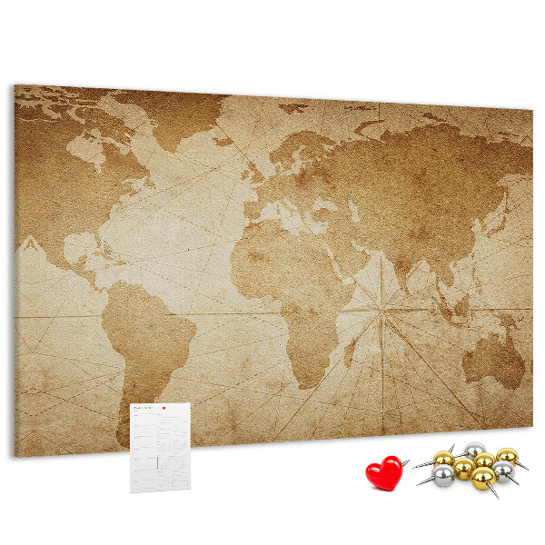 Cork board Vintage world map