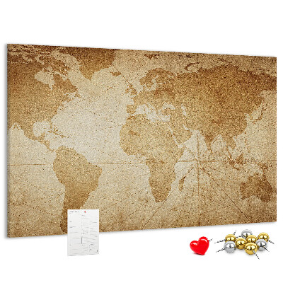 Cork board Vintage world map