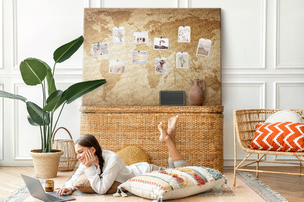 Cork board Vintage world map