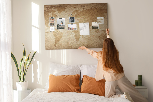 Cork board Vintage world map