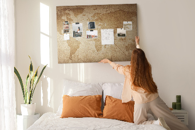 Cork board Vintage world map