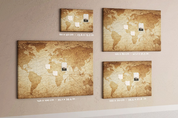 Cork board Vintage world map