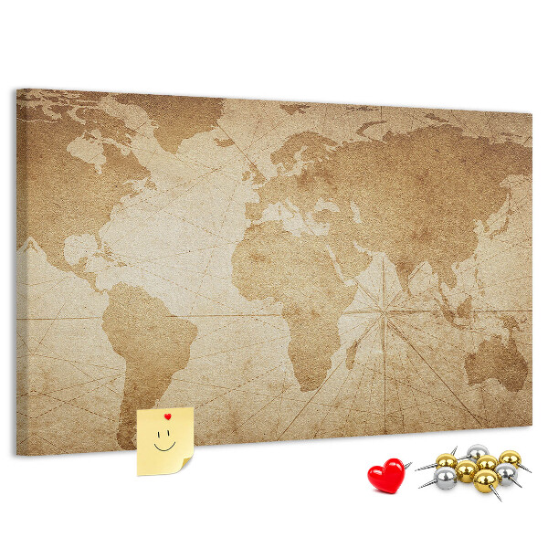 Cork board Vintage world map
