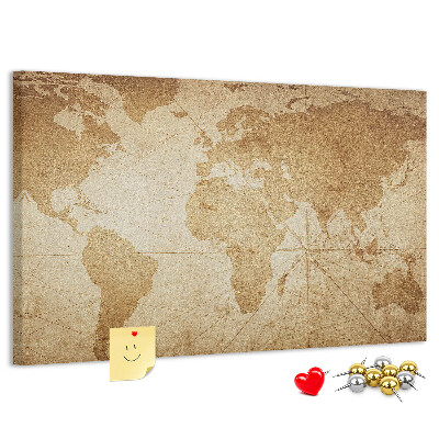 Cork board Vintage world map