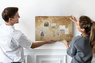Cork board Vintage world map
