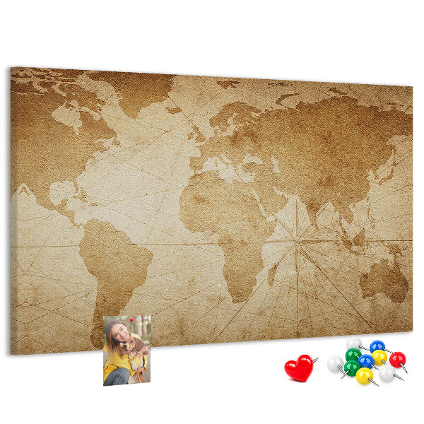 Cork board Vintage world map