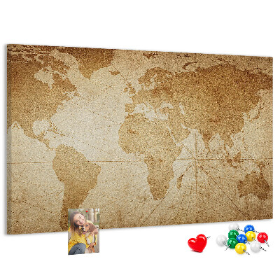 Cork board Vintage world map