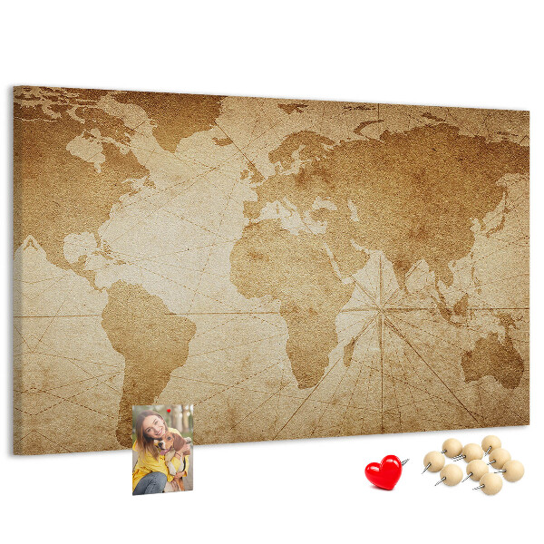 Cork board Vintage world map