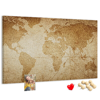 Cork board Vintage world map