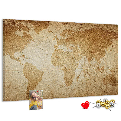 Cork board Vintage world map