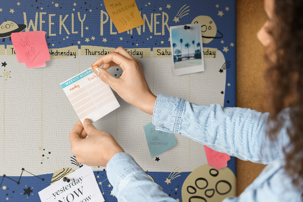 Cork display board Space weekly planner