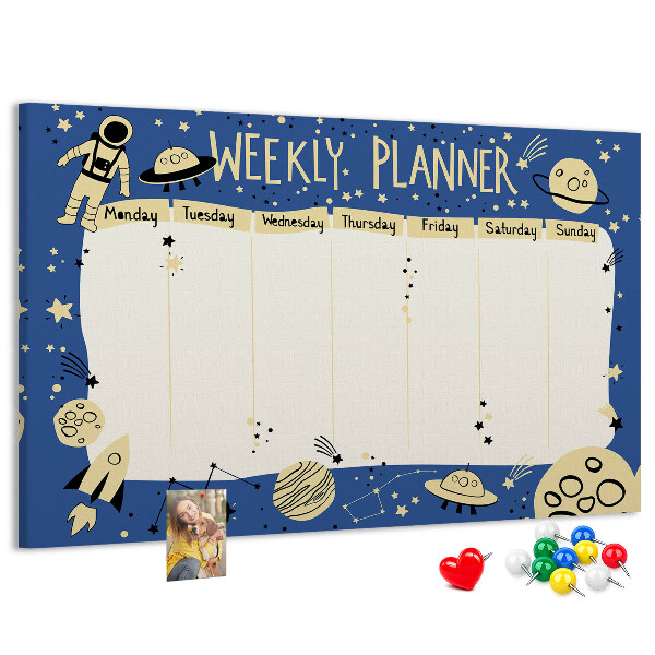 Cork display board Space weekly planner