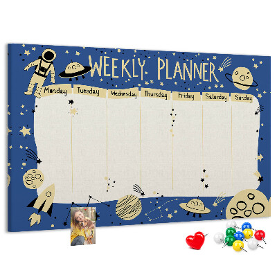 Cork display board Space weekly planner