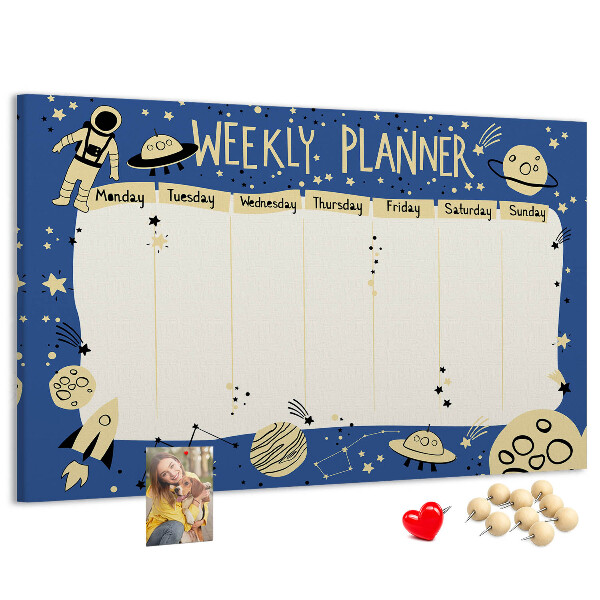 Cork display board Space weekly planner