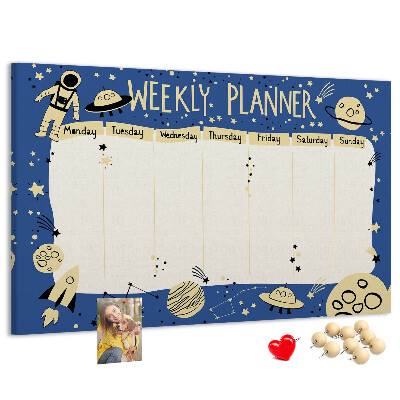 Cork display board Space weekly planner