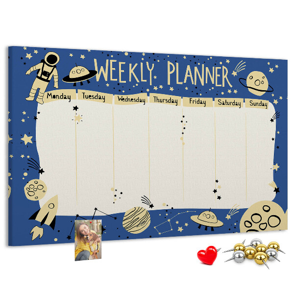 Cork display board Space weekly planner