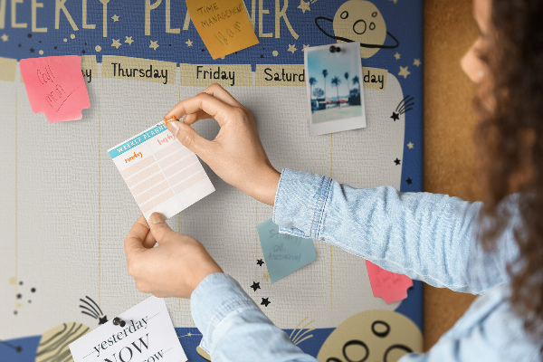 Cork display board Space weekly planner
