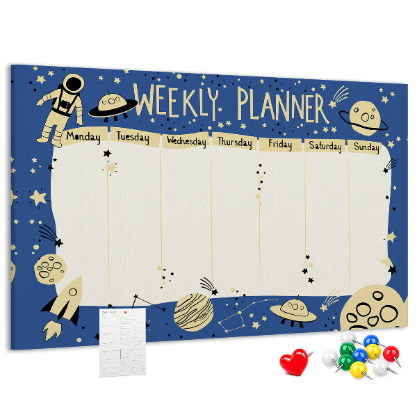 Cork display board Space weekly planner